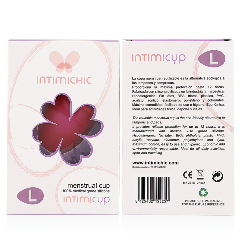 INTIMICHIC - COPO MENSTRUAL DE SILICONE DE GRAU MÉDICO TAMANHO L