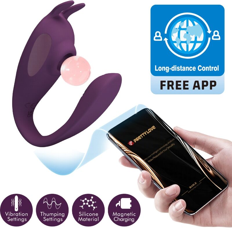 PRETTY LOVE - ESTIMULADOR E VIBRADOR SHEY APLICATIVO GRATUITO LONGA DISTÃNCIA ROXO