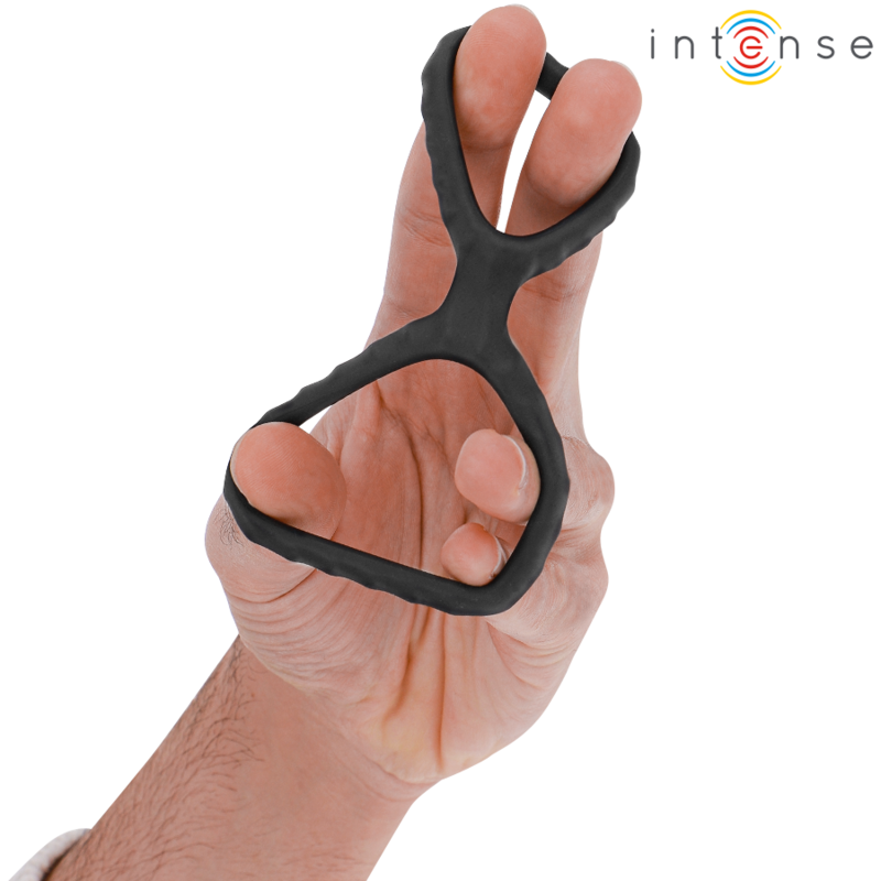 INTENSE - DEWEY ANEL DE PÃNIS DUPLO DE SILICONE PRETO MODELO 4