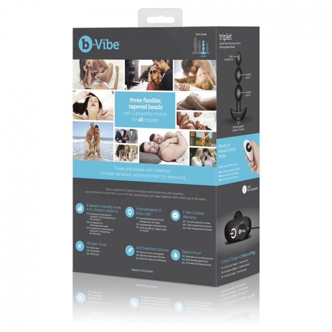 B-VIBE - TRIPLET ANAL CONTAS DE CONTROLE REMOTO PRETAS