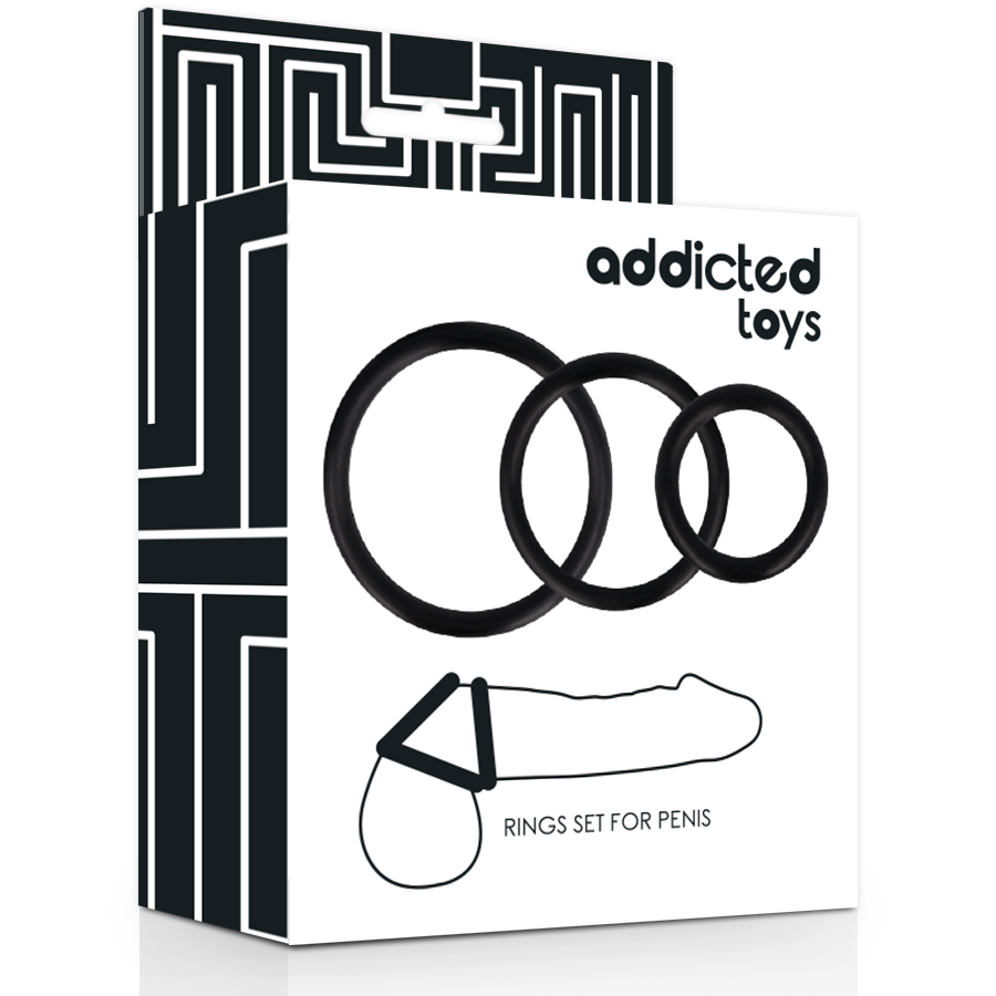 ADDICTED TOYS - CONJUNTO DE ANÉIS DE PARA PÉNIS PRETO