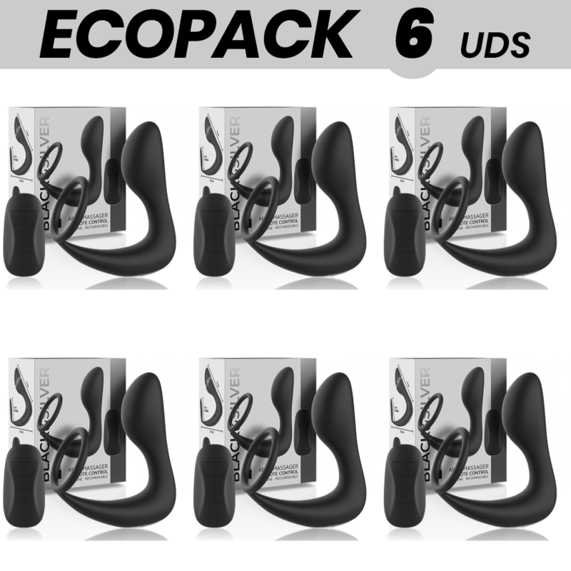 ECOPACK 6 UNIDADES - BLACK&SILVER MASSAGER ANAL CONTROLE REMOTO SILICONE RECARREGVEL PRETO