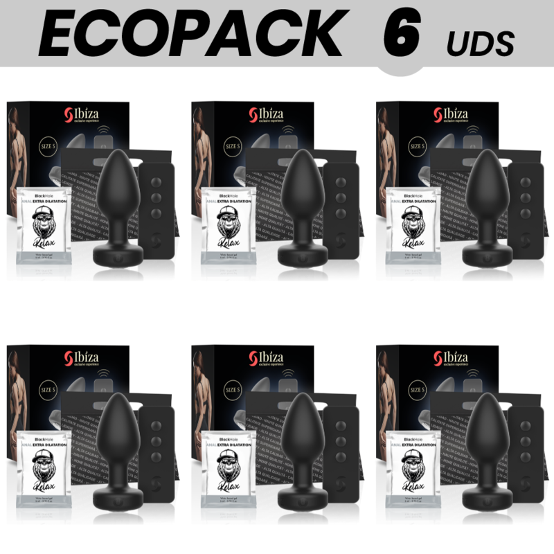 ECOPACK 6 UNIDADES - IBIZA VIBRADOR ANAL PLUG CONTROLE REMOTO TAMANHO S