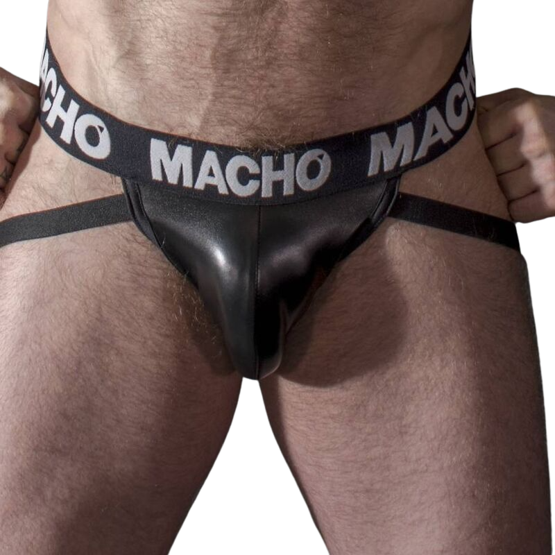 MACHO - MX25NC JOCK COURO PRETO L