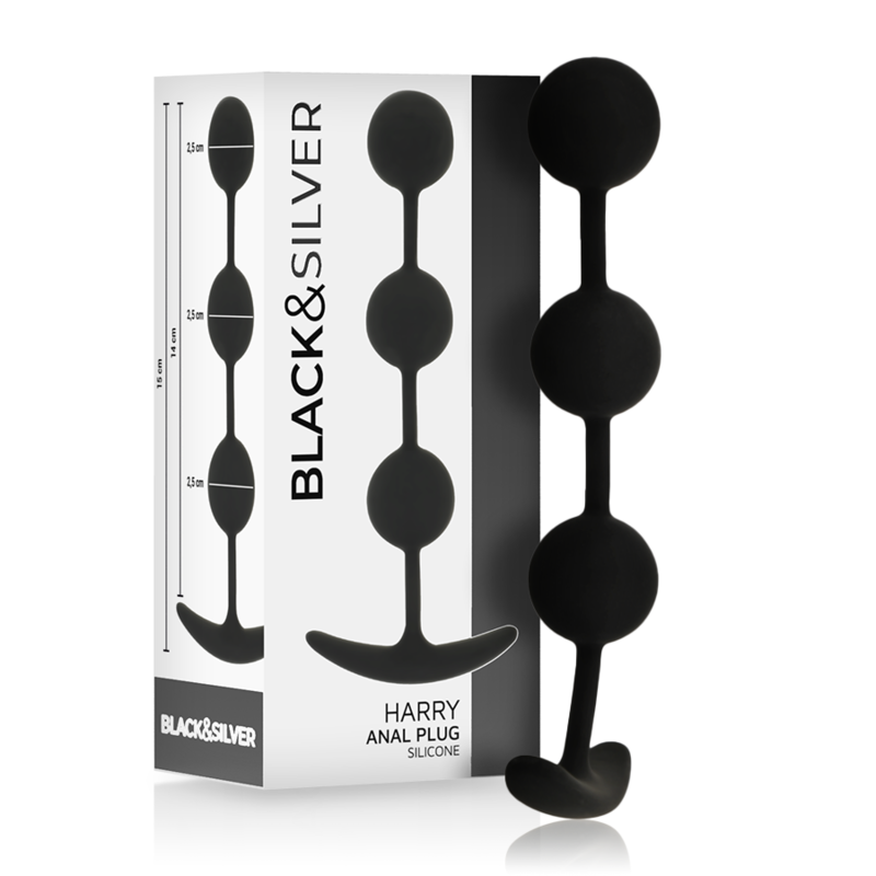 BLACK&SILVER - ROSÁRIO ANAL HARRY 3 ESFERAS DE SILICONE 14 CM