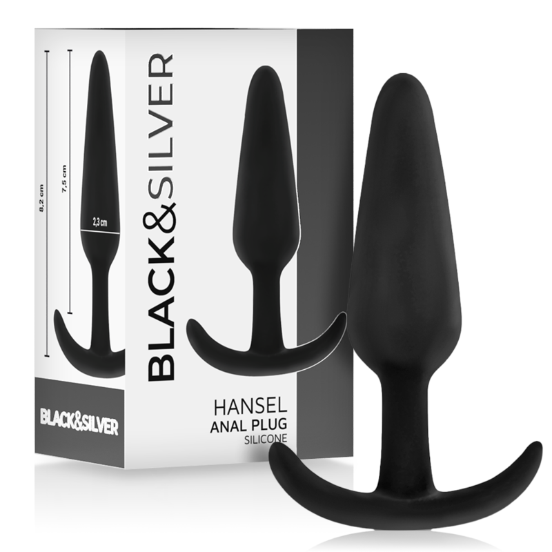 BLACK&SILVER - PLUG ANAL DE SILICONE HANSEL COM CABO PEQUENO