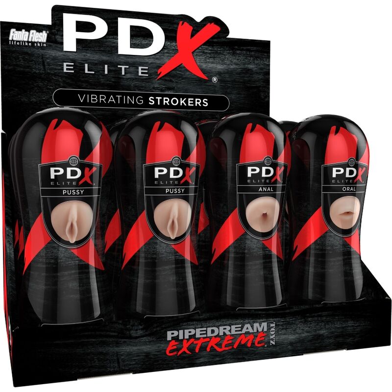 PDX ELITE - CONJUNTO STROKER 12 UNIDADES: 6X VAGINA, 3X ANO, 3X BOCA