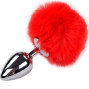 ALIVE - PLUG DE PRAZER ANAL METAL LISO FLUFFY VERMELHO TAMANHO S