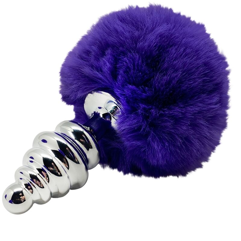 ALIVE - PLUG DE PRAZER ANAL ESPIRAL METAL FLUFFY DARK VIOLET TAMANHO S