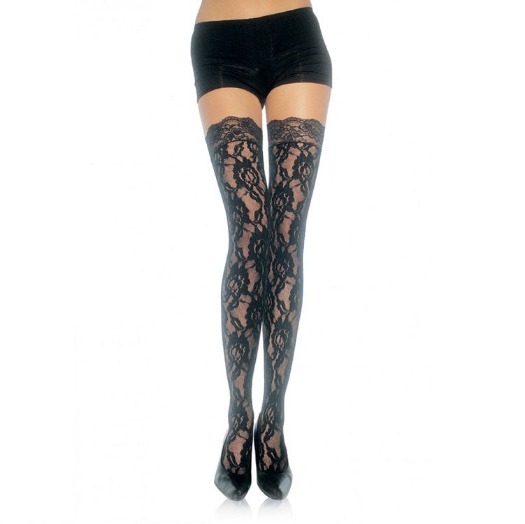 LEG AVENUE - MEIAS DE RENDA FLORAL