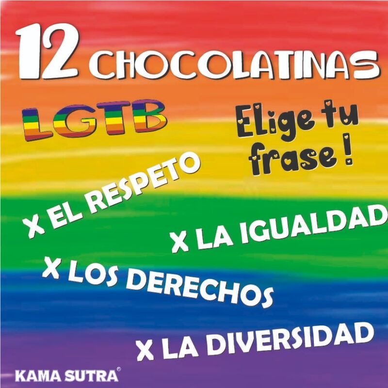 ORGULHO - CAIXA COM 12 BARRAS DE CHOCOLATE COM A BANDEIRA LGBT