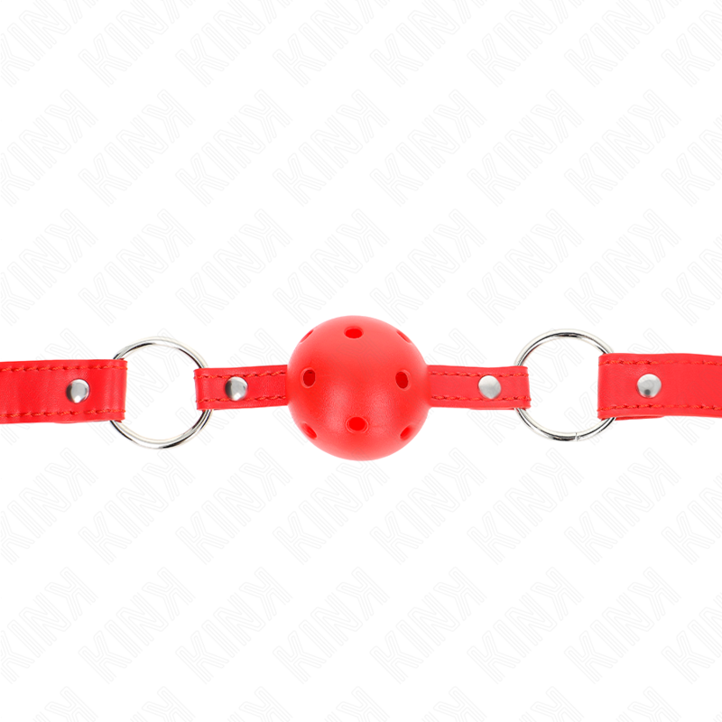 KINK - BOLA RESPIRÃVEL 4 CM MORDAÃA COM REBITE DUPLO MODELO 1 VERMELHO 62,5 x 2,5 CM AJUSTÃVEL 42-58 CM