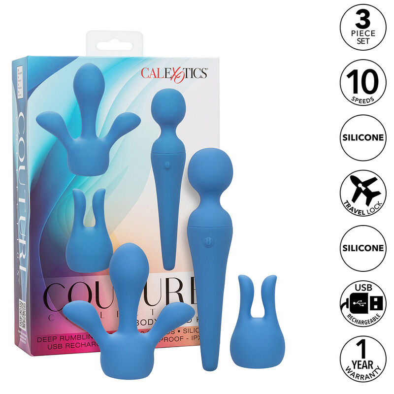 CALEXOTICS - COUTURE KIT VIBRADOR WAND 10 VIBRAÃÃES AZUL