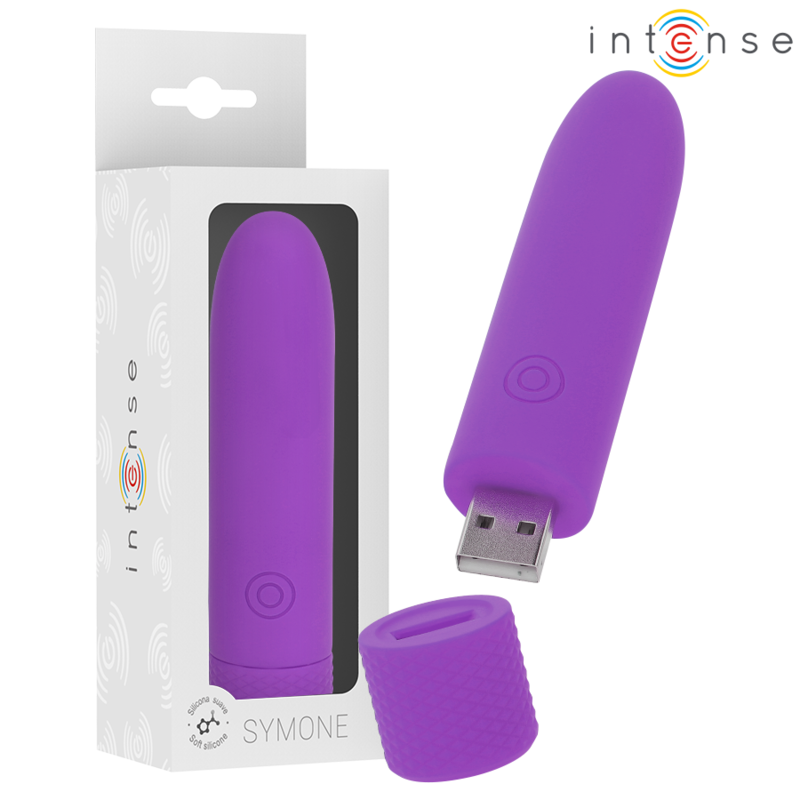 INTENSE - SYMONE USB RECARREGÃVEL VIBRATÃRIA BULLET 8 VIBRAÃÃES ROXO 10 X 2,2 CM