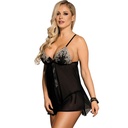 SUBBLIME BABYDOLL - BLACK BEGE FLORAL LACES S / M