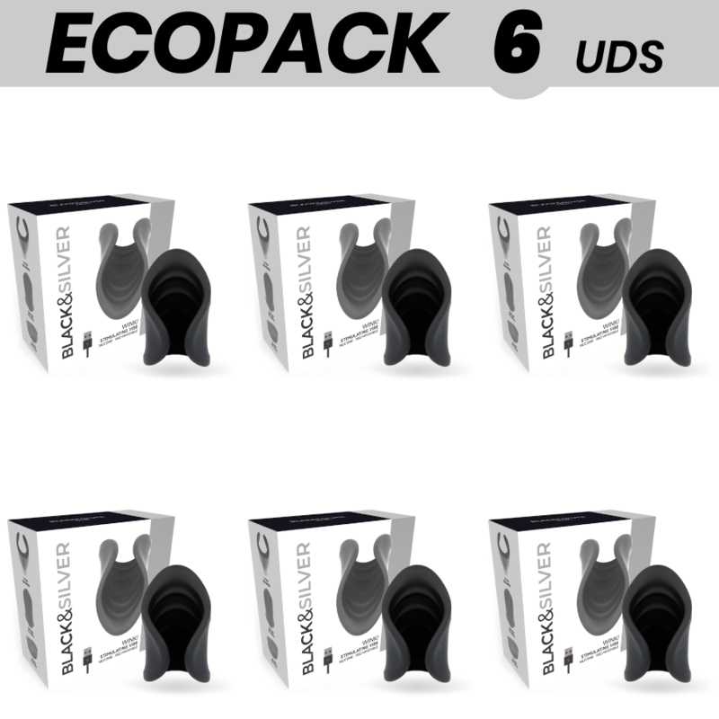 ECOPACK 6 UNIDADES - MASTURBADOR WINKI BLACK&SILVER