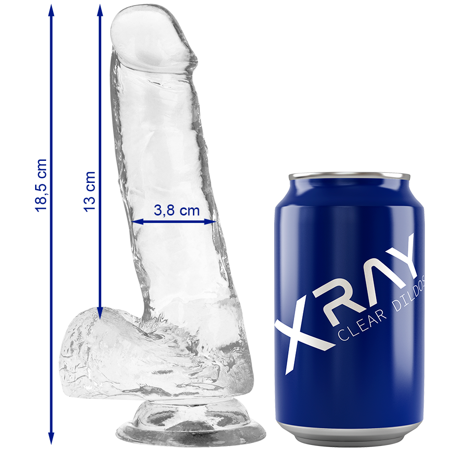 X RAY - DILDO TRANSPARENTE COM BOLAS 18.5 CM X 3.8 CM