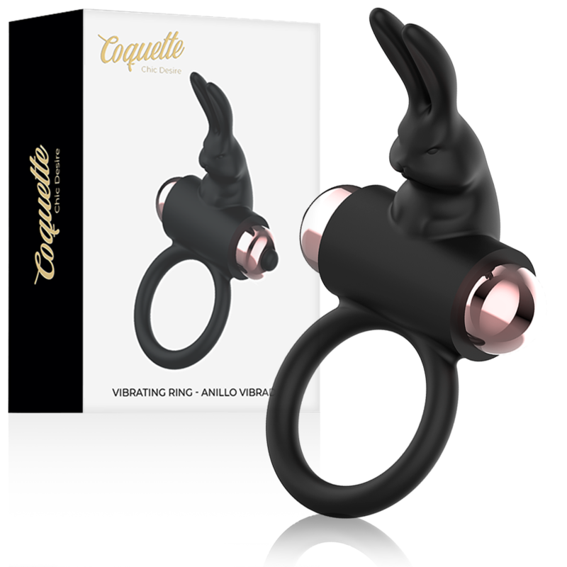 COQUETTE TOYS - ANEL COM VIBRADOR PRETO/ OURO