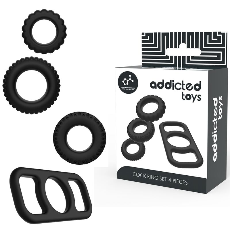 ADDICTED TOYS - CONJUNTO DE ANÉIS DE GALO 4 PEAS