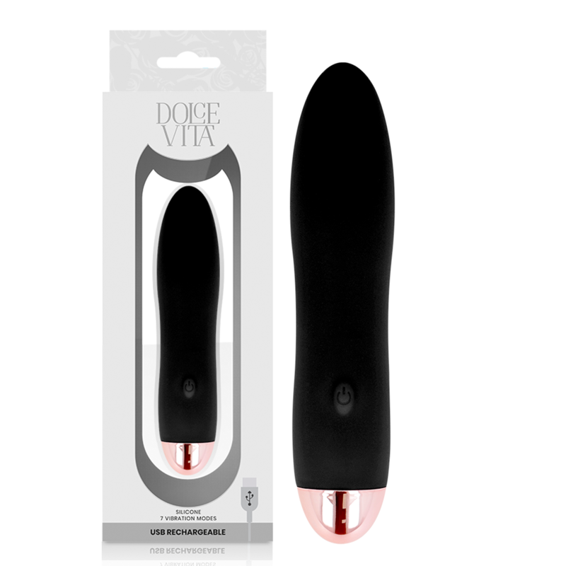 DOLCE VITA - VIBRADOR RECARREGÁVEL QUATRO PRETO 7 VELOCIDADES