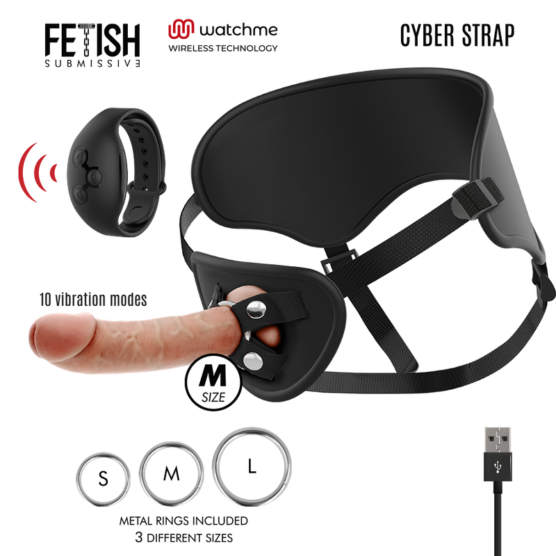 FETISH SUBMISSIVE CYBER STRAP - ARNÊS DE CONTROLE REMOTO WATCME TECHNOLOGY M