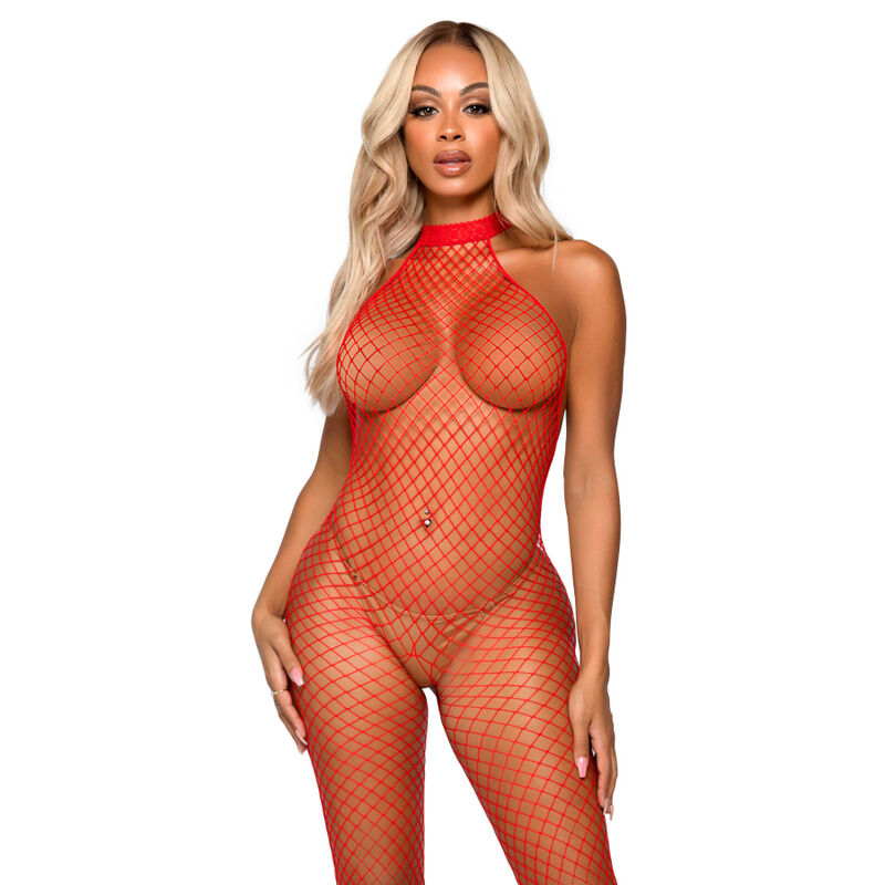 LEG AVENUE - LE FRIVOLE BODYSTOCKING - RACER NECK TAMANHO ÚNICO VERMELHO