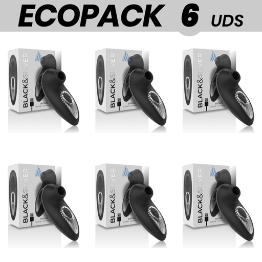 ECOPACK 6 UNIDADES - BLACK&SILVER DRAKE DELUXE SUCKING VIBE SILICONE RECARREGVEL PRETO