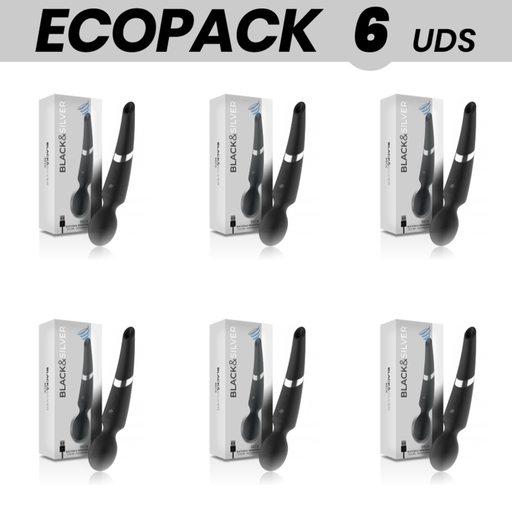 ECOPACK 6 UNIDADES - BLACK&SILVER BECK MASSAGEADOR E ASPIRADOR DE SILICONE RECARREGVEL PRETO