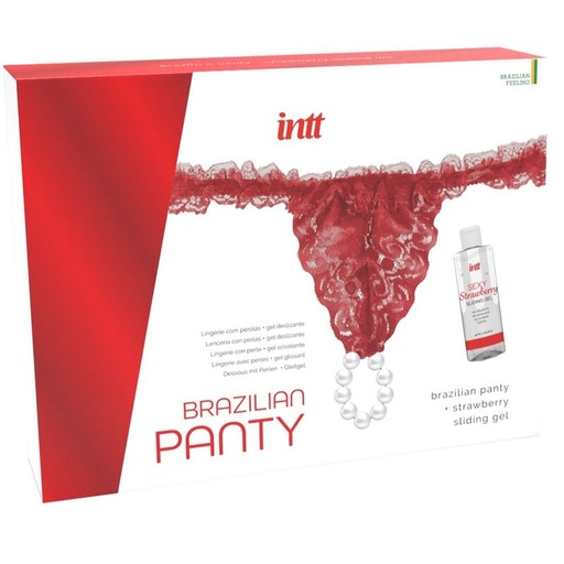 INTT RELEASES - CALÇA BRASILEIRA VERMELHA COM PÉROLAS E GEL LUBRIFICANTE 50 ML