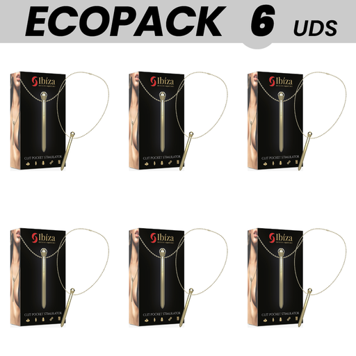 ECOPACK 6 UNIDADES - IBIZA ESTIMULADOR DE BOLSO CLIT COLAR CARREGADOR USB 12 MODOS DE VIBRAO DOURADO 12,2 X 1,5