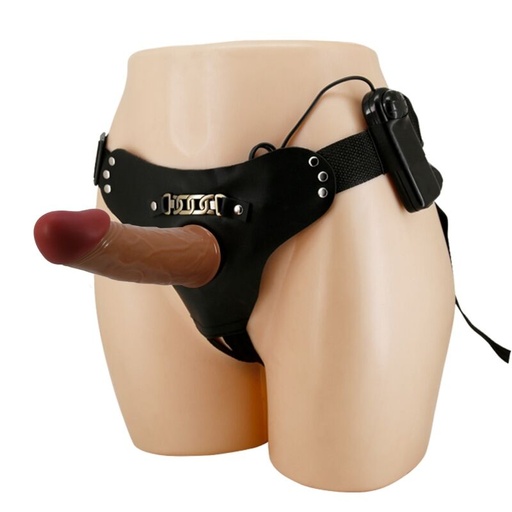 PRETTY LOVE - CUECAS DE ARNÊS STARKS DILDO VIBRAO MULTI-VELOCIDADE 17,5 CM CASTANHO CLARO