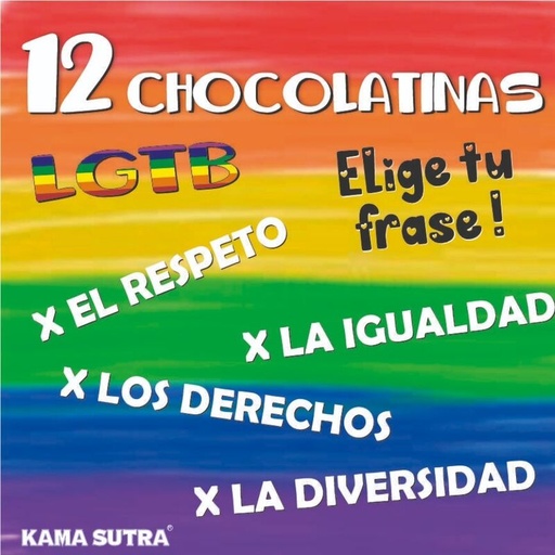 ORGULHO - CAIXA COM 12 BARRAS DE CHOCOLATE COM A BANDEIRA LGBT