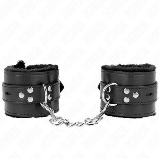 KINK - PULSO FORRO DE PELE COM FUROS QUADRADOS PRETO E CINTO PRETO AJUSTÃVEL 17-29 CM X 6 CM