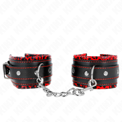 KINK - PULSO FORRO DE PELE VERMELHO / PRETO AJUSTÃVEL 17-29 CM X 6 CM