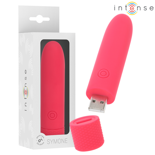 INTENSE - SYMONE USB RECARREGÃVEL VIBRATÃRIA BULLET 8 VIBRAÃÃES VERMELHO 10 X 2,2 CM