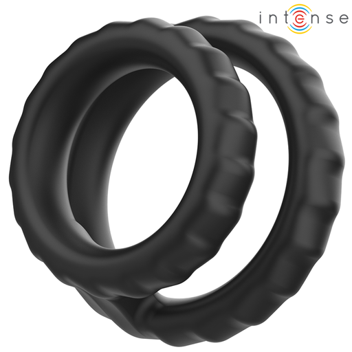 INTENSE - DEWEY ANEL DE PÃNIS DUPLO DE SILICONE PRETO MODELO 4