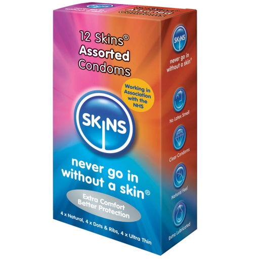 SKINS -CONDOMES DE PELE ASSORTED 12 PACK