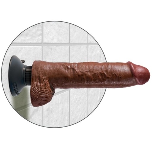 KING COCK - DILDO VIBRADOR COM TESTÍCULOS 25.5 CM COR MARROM