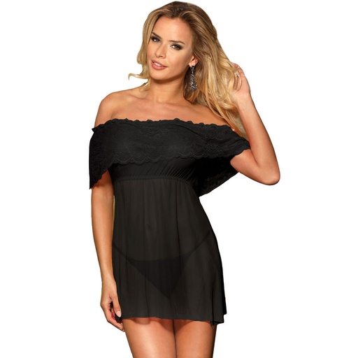 SUBBLIME DRESSES - SHORT DRESS + THONG BLACK L / XL