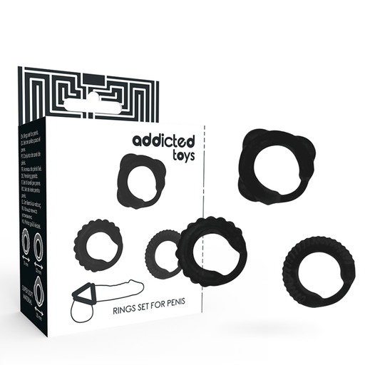 ADDICTED TOYS - CONJUNTO DE ANEL C - PRETO