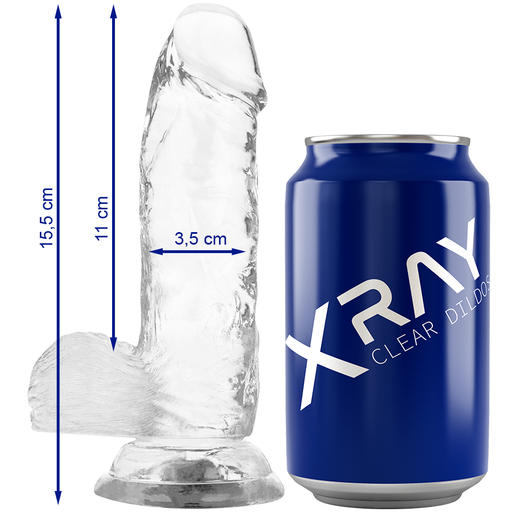 X RAY - DILDO TRANSPARENTE COM BOLAS 15.5 CM X 3.5 CM