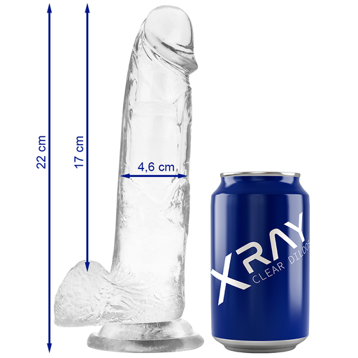 X RAY - DILDO TRANSPARENTE COM BOLAS 22 CM X 4.6 CM