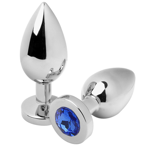 METAL HARD - PLUG ANAL DIAMANTE AZUL MÉDIO 7,62CM