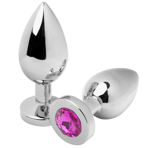 METAL HARD - PLUG ANAL DIAMANTE ROSA PEQUENO 5,71CM