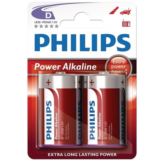 PHILIPS - POWER ALKALINE PILA D LR20 PACK 2