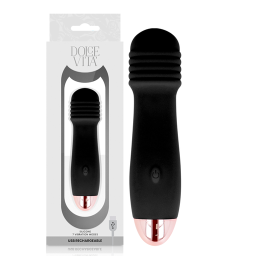 DOLCE VITA - VIBRADOR RECARREGÁVEL TRÊS PRETO 7 VELOCIDADES