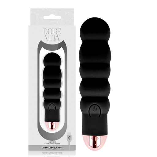 DOLCE VITA - VIBRADOR RECARREGÁVEL SEIS PRETO 7 VELOCIDADES