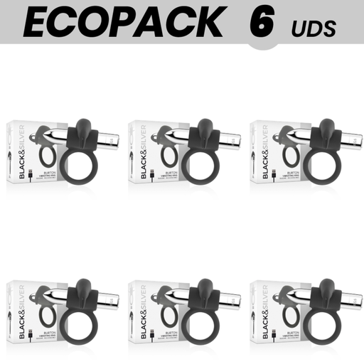 ECOPACK 6 UNIDADES - BLACK&SILVER BURTON RING 10 MODOS DE VIBRAO